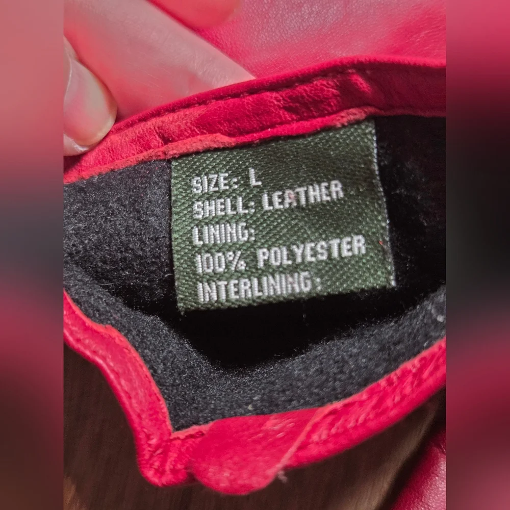 Women's Thinsulate Leather Gloves Crimson Red Color